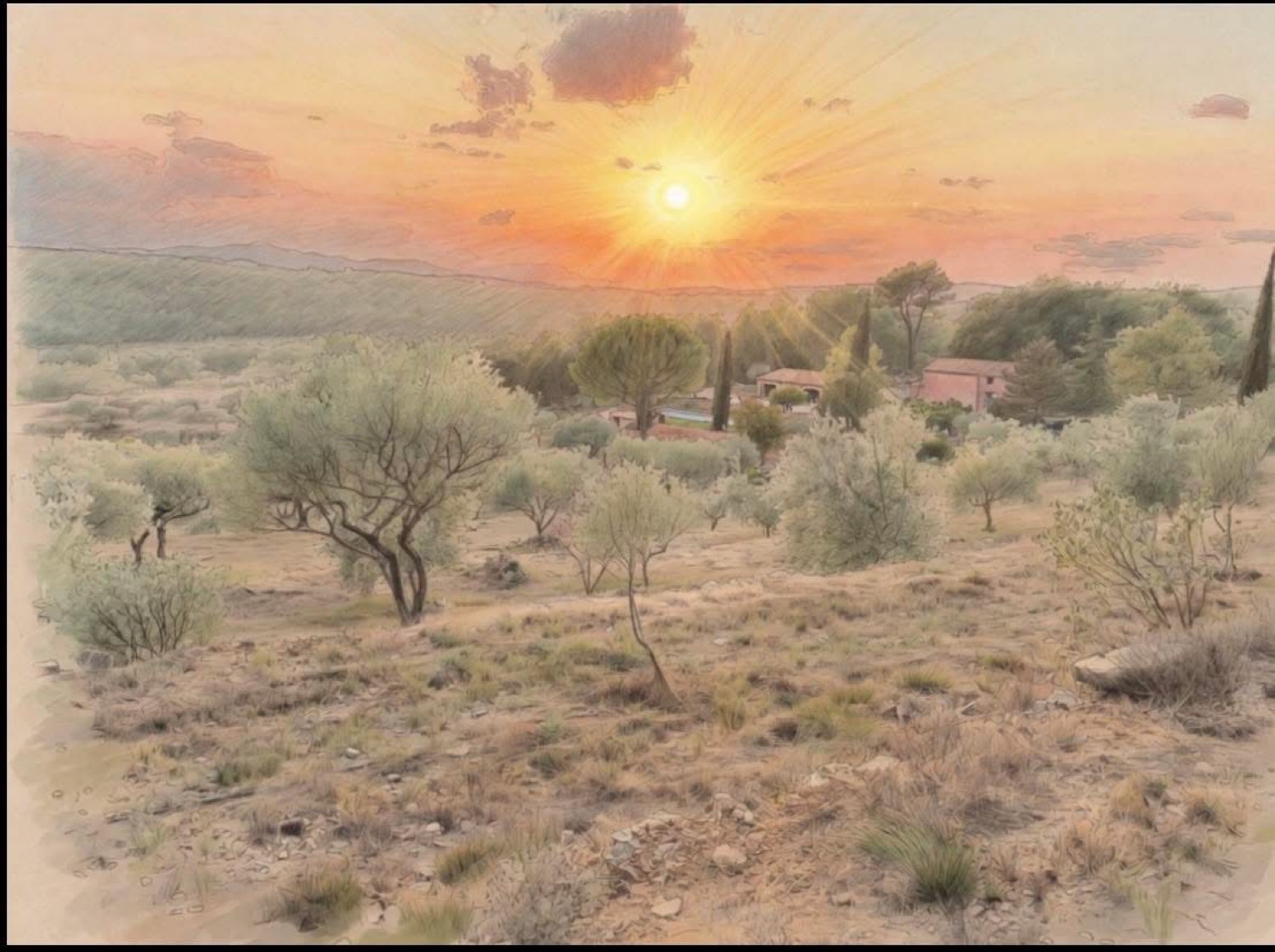 La colline de Clance, au soleil couchant